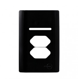 Placa p/ 1 Interruptor + Tomada dupla 4x2 - Novara Preto Brilhante